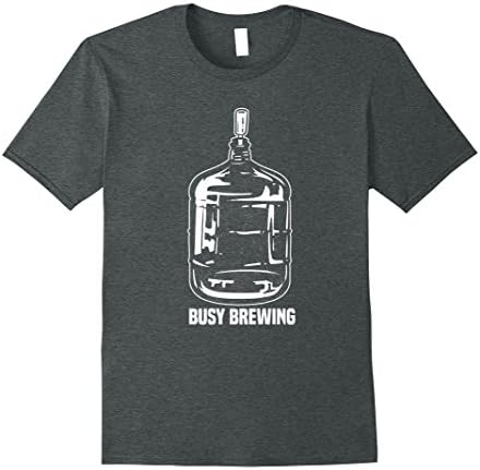 Mens Busy Brewing Carboy and Bubble Graphic Tee White Ink Version Large Dark Heather