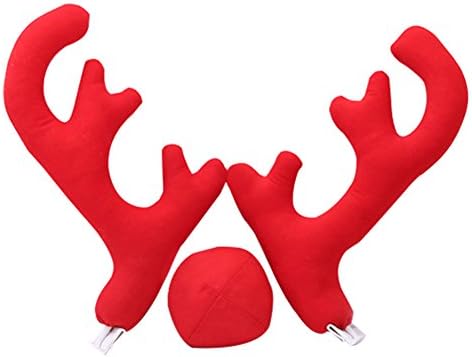 YiCare Christmas Car Decoration Christmas Car Reindeer Antlers and Red Nose Set for Xmas Party Holiday Decoration