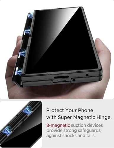 ELEPIK Armor series Case for Z Fold 7 with Kickstand, [Built-in Privacy Screen Protector] [Hinge Protection], [Full Body Protection] [PU Leather] Phone Case for Samsung Galaxy Z Fold 7 5G, Black.