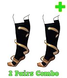 HealthyNees 2 Pairs Combo Copper Infused Compression Socks Helps Reduce Swelling Pain Traveling Anti-Fatigue Feet Support (L/XL)