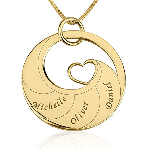 Personalized Custom 24k Gold Plated Engraved Swirl Mother Necklace