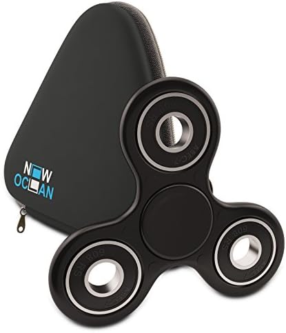 All Black Spinner Fidget Toy with High Speed Premium Hybrid Ceramic Bearing and Gift Packaging Case by New Ocean - Spinning time up to 4 minutes (Black Friday)