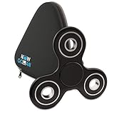 All Black Spinner Fidget Toy with High Speed Premium Hybrid Ceramic Bearing and Gift Packaging Case by New Ocean - Spinning time up to 4 minutes (Black)