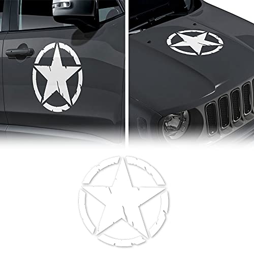 4R Quattroerre.it 2 x 17112 Army Star Stickers for Jeep Renegade Front Door - Diameter 33 cm - White