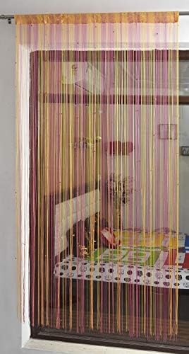 KACHVI Ace International Exports Polyresin Lace Curtain with Beads,7 Feet, 9 Feet,Pack of 1 (9 Ft, Pink)