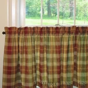 Saffron Collection Window Tier Curtains 24 Country Red Sage Green