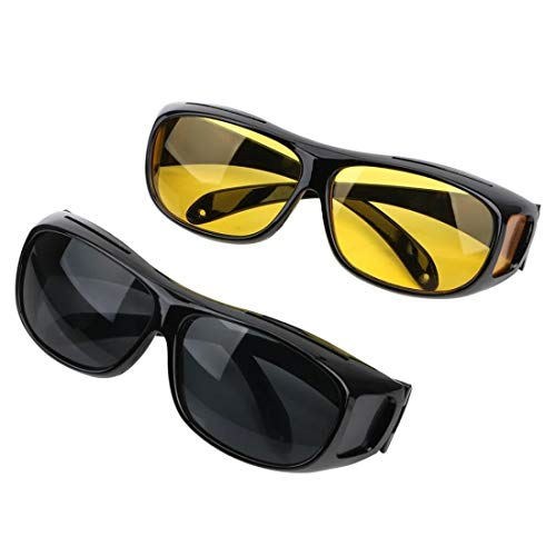 ANYM® Combo of Unisex HD Polarized Sunglass and Night Vision Glasses, Grey and Yellow Color