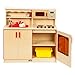 ECR4Kids Birch Pretend Play 4-in-1 Kitchen Playset for Daycare, Natural