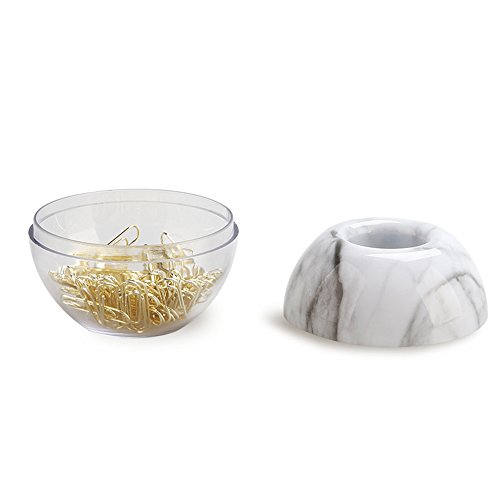 MultiBey Gold Paper Clips in Elegant Magnetic Marble White Clip Holder, 28mm, 100 Clips per Box - Thumbnail 2