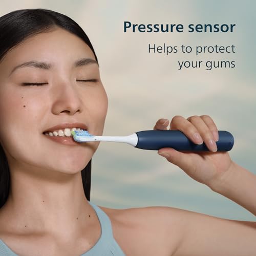 Philips Sonicare 5950 Series Electric Toothbrush, with Pressure Sensor, for Sensitive Gums, 6 Brushing Settings, SmarTimer, BrushPacer, 21-day Runtime, Travel Case, Navy Blue, HX7133/03