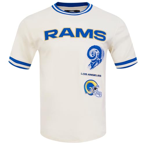 Pro Standard Mens NFL Los Angeles Rams Retro Classics Short Sleeve Tee Eggshell/Royal Blue M