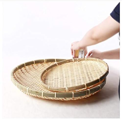 HRFHLHY Handmade bamboo woven dry goods drying round basket, fruit basket, moisture-proof dried fruit basket, dust-proof basket,30indiameter [Energy Class A]