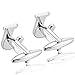 MOWOM Silver Tone 2PCS Rhodium Plated Cufflinks Initial Letter Capital Alphabet J Shirt Wedding