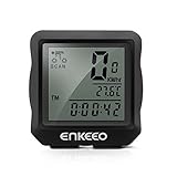 Enkeeo Wired Bike Computer Bicycle Speedometer Bike Odometer with Backlit Display, Current/AVS/MAX Speed Tracking, Auto ON/OFF, Stopwatch Multifunction for Cyling