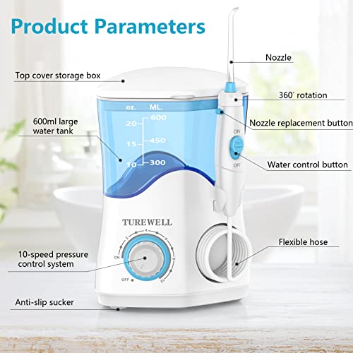 TUREWELL Water Dental Flosser for Teeth/Braces, Water Teeth Cleaner