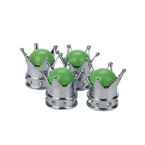 Alonea 4 Chrome Crown Tire/Wheel Air Stem Valve Caps For Car-Truck-Hot Rod (A)