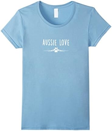 Women's Aussie Love T-shirt Austrailian Shepherd Dog Paw Love Shirt Medium Baby Blue