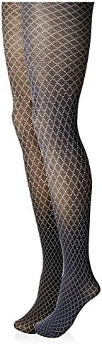 Emilio Cavallini Women's 2-Pack Dotted Diamonds On Opaque Tight Set, Navy/Black, S/M