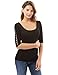 PattyBoutik Women Crochet Lace Inset Elbow Sleeve Blouse (Black Small)