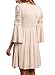 ZKESS Womens V Neck Half Sleeve Lace Trim Detail High Waist Tunic A Line Dress Apricot Small Size