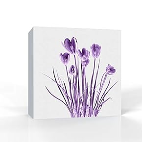 Canvas Wall Art Purple Flower Pictures Home Wall Decorations for Bedroom Living Room Paintings Canvas Prints Framed - 12x12 inches