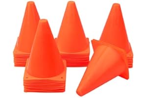 BLQH [ 48 Pack ] 7 Inch Plastic Traffic Cones Field Marker Cones Sport Training Traffic Cone Sets for Skate Soccer Indoor/Outdoor Agility Training & Festive Events Physical Education Flexible - Orange