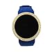 Techno Pave Iced Out Bling Lab Created Gold Blue Digital Touch Screen Sports Smart Watch Silicone Band