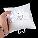 Generic White Double Heart Rhinestone Wedding Ring Pillow 6 inch x 6 inch (Style 2)