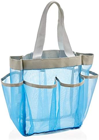 Honey-Can-Do SFT-01103 Quick Dry Shower Tote, 7-Pocket, Blue,Small