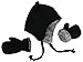 N'Ice Caps Little Kids and Infants Reversible Hat and Mittens Fleece Skater Set (2-3 Years, Black Solid/Black-White Sherpa)