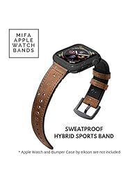 Mifa - Correa híbrida de piel para Apple Watch 4, 1.732 in, 1.575 in, estilo vintage, color marrón oscuro