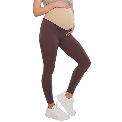 Motherhood Maternity Women's Essential Stretch Full Length Secret Fit Over The Belly Pregnancy Legging, French Roast, Small