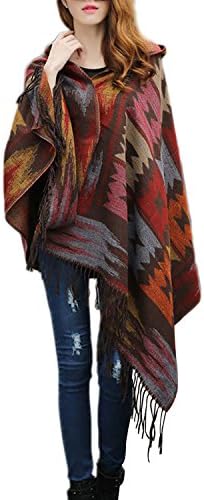 Summer Mae Women's Oversized Poncho In Pastel Herringbone Bohemian Pattern Shawl
