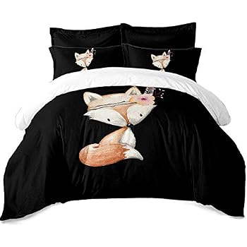 REALIN Animal Fox Bedding Set - Cute Fox & Forest Duvet Cover With Sheets & Pillow Shams (Twin/Full/Queen/King)