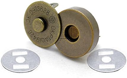 CRAFTMEmore Antique Brass Magnetic Button Quality Clasp Snaps for Purses Handbags Leather Fabric Sewing Craft Closures - No Tools Required Set of 10 (18mm (0.70"))