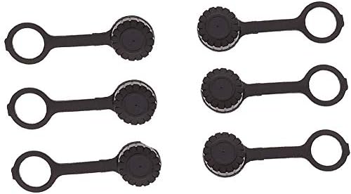 6 Pack Fuel Gas Can Rear Vents Cap Replacement with Rubber Gasket Breather Part for Older Style Univeral Plastic 2.5 5 Gallon Gas Can Jug Black