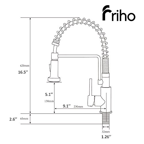 Friho Lead-Free Commercial Oil Rubbed Bronze Stainless Steel Single Handle Single Lever Pull Out Pull Down Sprayer Spring Kitchen Sink Faucet, Oil Rubbed Bronze Kitchen Faucets - Thumbnail 6