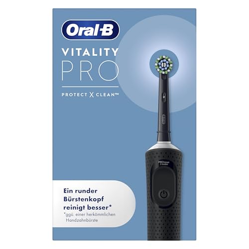 Vitality Pro Elektrische Zahnbürste — Electric Toothbrush, Inkl. 1 Aufsteckbürste — 3 Putzmodi für Zahnpflege, Zahnbürste Elektrisch, Designed by Braun, Schwarz