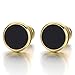 12MM Mens Womens Gold Black Stud Earrings Stainless Steel Illusion Tunnel Plug Screw Back, 2pcs