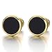 8MM Mens Womens Gold Black Stud Earrings Stainless Steel Illusion Tunnel Plug...