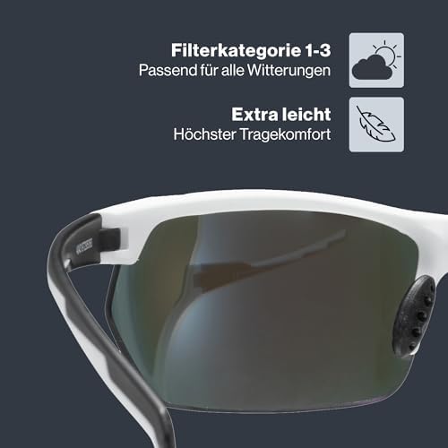 Sportstyle 114 Sport-Sonnenbrille Fahrradbrille – Wechselscheiben für flexible Lichtverhältnisse – white black matt/blue