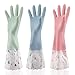 Reusable Waterproof Household Rubber Cleaning Gloves, Long Cuff, Dishwashing Gloves 3-Pairs (Medium, 3 Colors) (Medium, MLD-BPG-003)