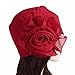 Botrong Women Ladies Retro Big Flowers Hat Turban Brim Hat Cap Pile Cap (Red)