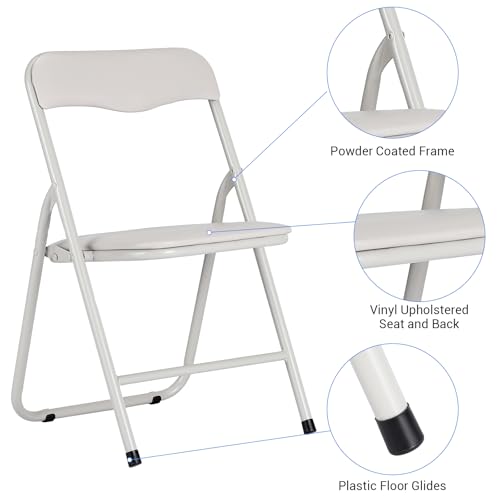 Garvee Kids Folding Table and Chair Set, 1 Table + 2 Chairs, Beige, Children Activity Table with Metal Frame & PU Surface, Foldable Toddler Furniture for Eating Reading Playing