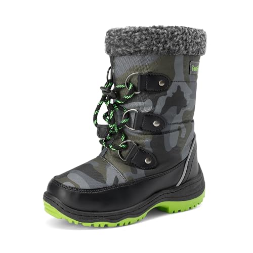 DREAM PAIRS Boys Winter Snow Boots Faux Fur,Camo/Green,4 Big Kid at Amazon
