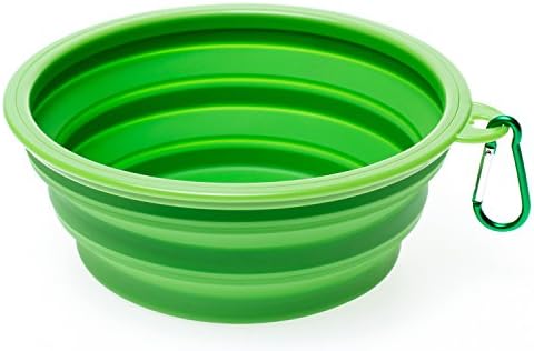 Large Collapsible Dog Bowl, Pet Cat Food Water Feeding Portable Bowl for Small to Large Dogs, Food Grade Silicone Foldable Travel Dog Bowl Perfect for Journeys & Hikes(Green)