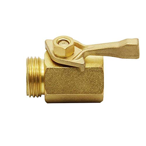 Gimiton Heavy Duty 3/4" Brass Shut Off Valve Garden Hose Connector, Water Shut-Off Ball Valve Standard 3/4'' Thread Connector Industrial, Garden Hose Connector