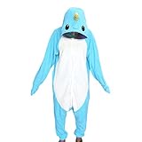 WOTOGOLD Animal Cosplay Costume Narwhal Unisex Adult Pajamas Light Blue Small