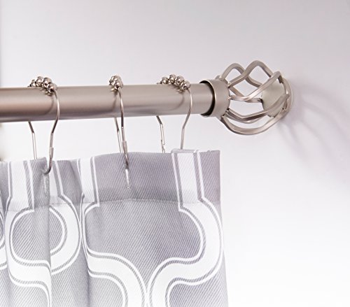AMG and Enchante Accessories Ultra-Twisted Cage in Brushed Nickel, Shower Curtain or Window Drapery Tension Rod, 42" to 72", SR005B - Thumbnail 2