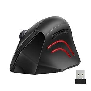 TECKNET Mouse Verticale Wireless, 3200 DPI Mouse Ergonomico Wireless, 2.4GHz, Microricevitore USB, 6 Pulsanti per PC, Computer, Laptop, Mac